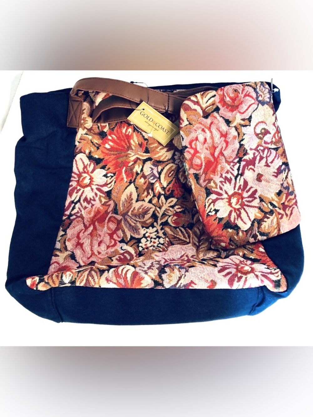 Gold Coast Floral Tapestry Tote Bag & Zipper Pouch NEW